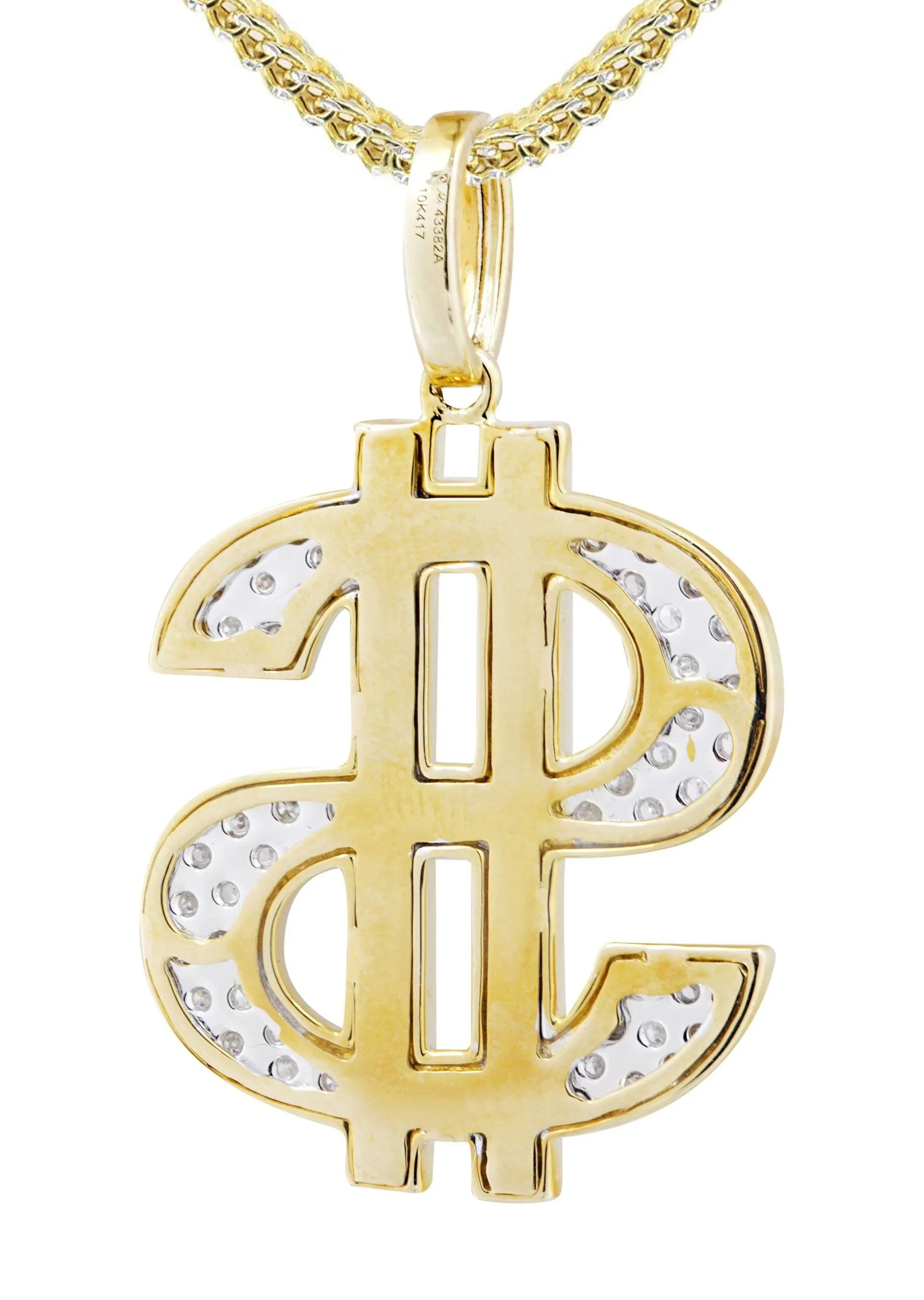 10K Yellow Gold Money Sign Diamond Necklace  | 0.59 Carats