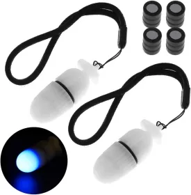 2Pc Underwater Strobe Signal Light Scuba Night Dive Marker LED Flashy Safety Lamp Firefly Diving Beacon Beam 200M Underwater 200 Hour Duration with Battery (Blue)