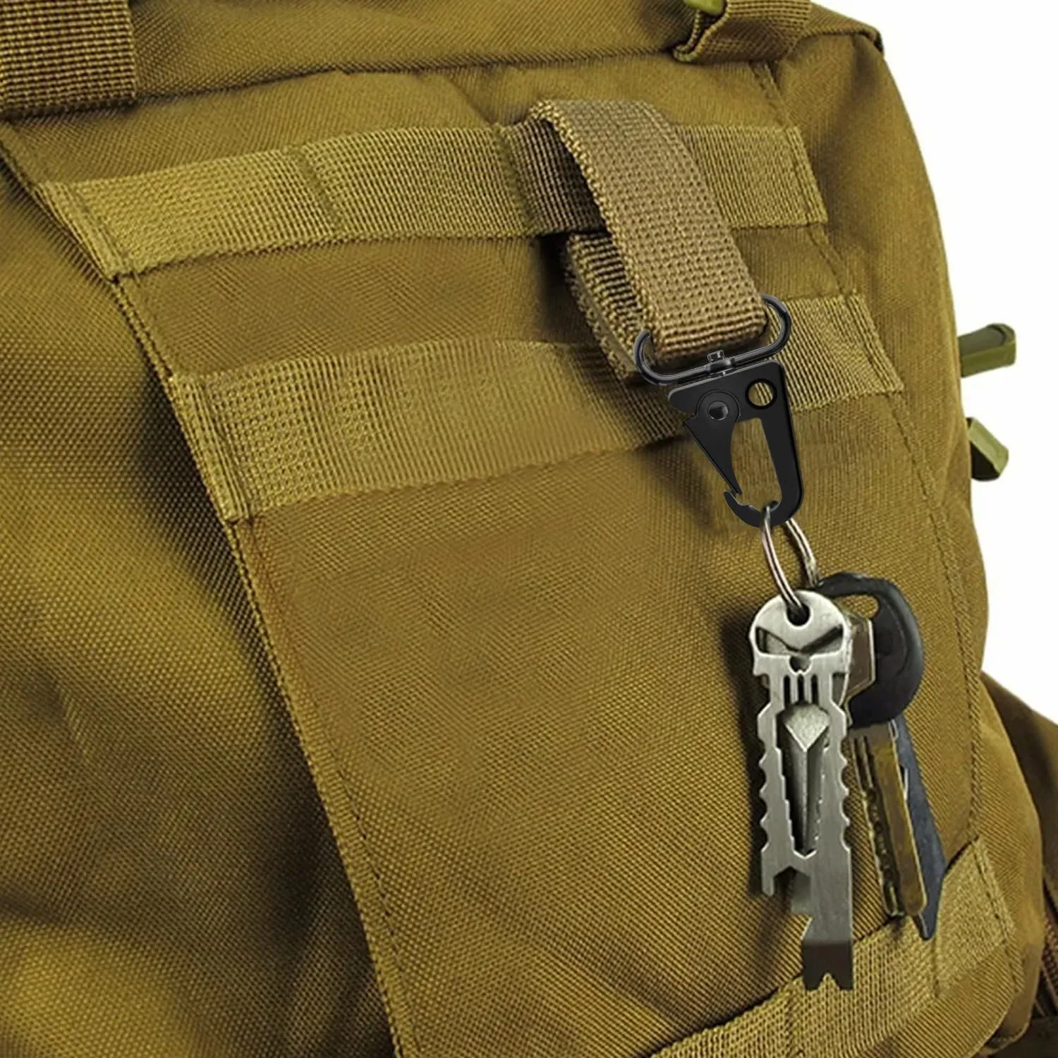 6 Pack Paracord Lanyard Accessories 1-1/2" Rifle Sling Clips Metal Swivel Snap Hook Keychain Carabiner Key Chain for Keyrings (Black)