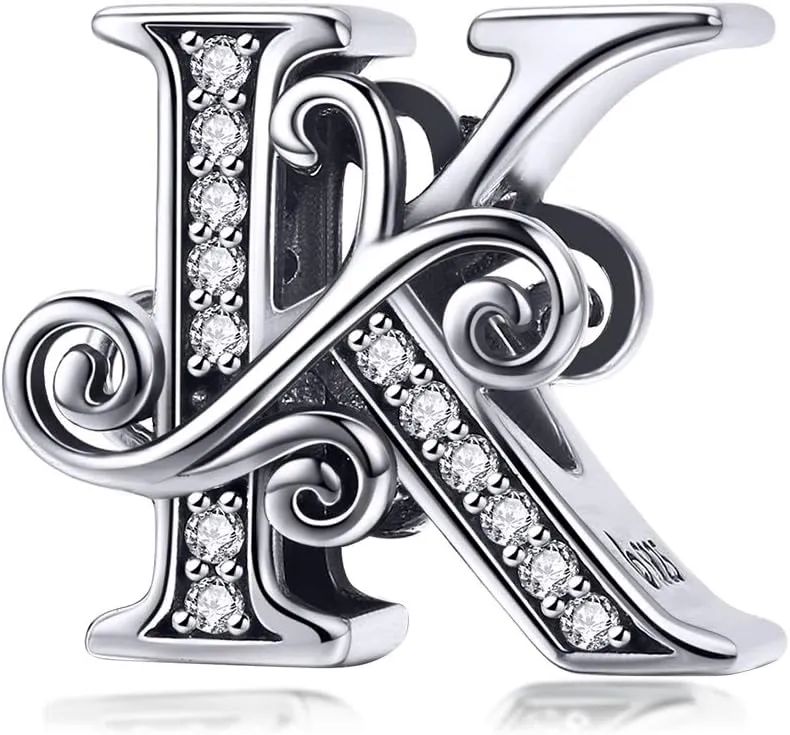925 Sterling Silver Letter Charms for Pandora Bracelets Alphabet Initial Beads Jewelry Gift for Women