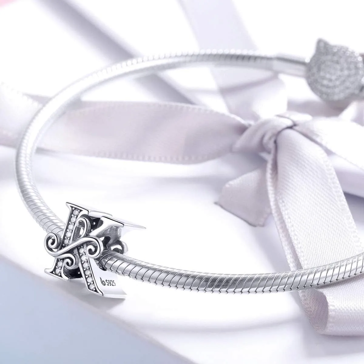 925 Sterling Silver Letter Charms for Pandora Bracelets Alphabet Initial Beads Jewelry Gift for Women