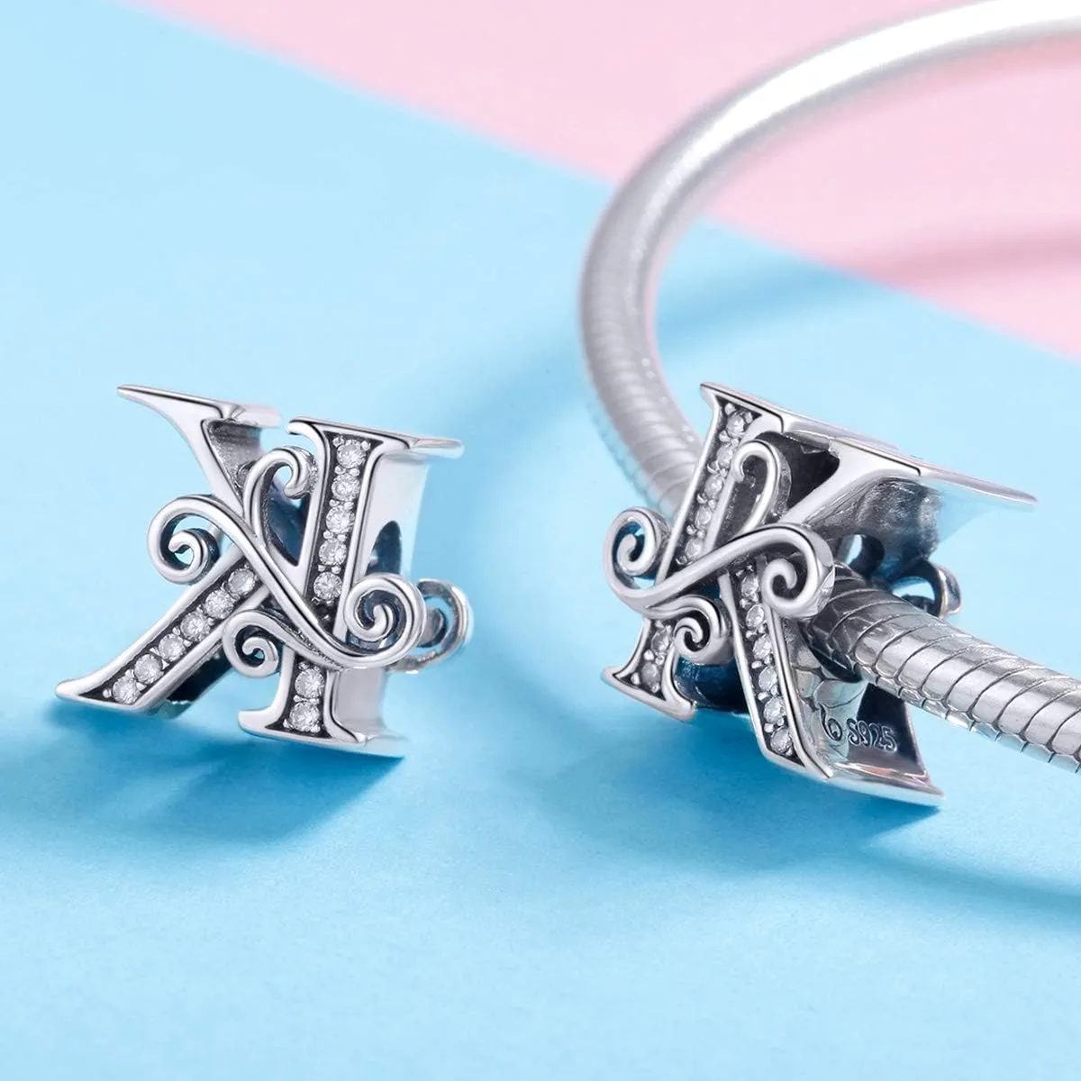 925 Sterling Silver Letter Charms for Pandora Bracelets Alphabet Initial Beads Jewelry Gift for Women