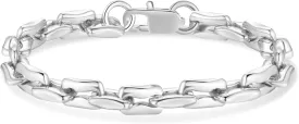 AIAINAGI Silver Link Chain Bracelets for Men Women 7mm Stainless Steel Paperclip Bracelets Rectangle Solid Chunky Chain 6.7/7.5/8.3Inches Unisex Wrist Jewelry Gift for Men
