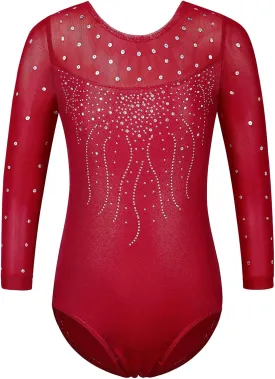 BAOHULU Gymnastics Leotards for Toddler Girls Patriotic Sparkle Red Blue Athletic Dancewear
