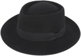 Classic Flat Top Fedora for Women - Mens Bowknot Porkpie Felt Boater Hat (Size: S-M)
