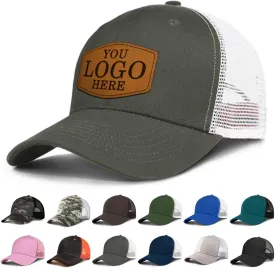 Custom Hat Personalized Leather Patch Hat Men Women Custom Text Logo or Photo 100% Cotton Baseball Cap Laser Engraved