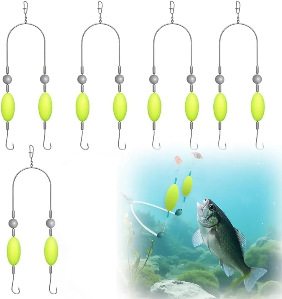Double Reverse Fishing Hook Set for Surf Fishing Fishing Saltwater Float for Offshore Big Game Freshwater Saltwater Swimming Bait, Freely Floating, Avoid Water, Grasses, Stones and Mud