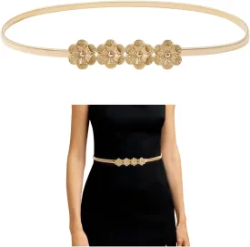 E-Clover Womens Fashion Metal Stretch Waist Skinny Belt Waistband