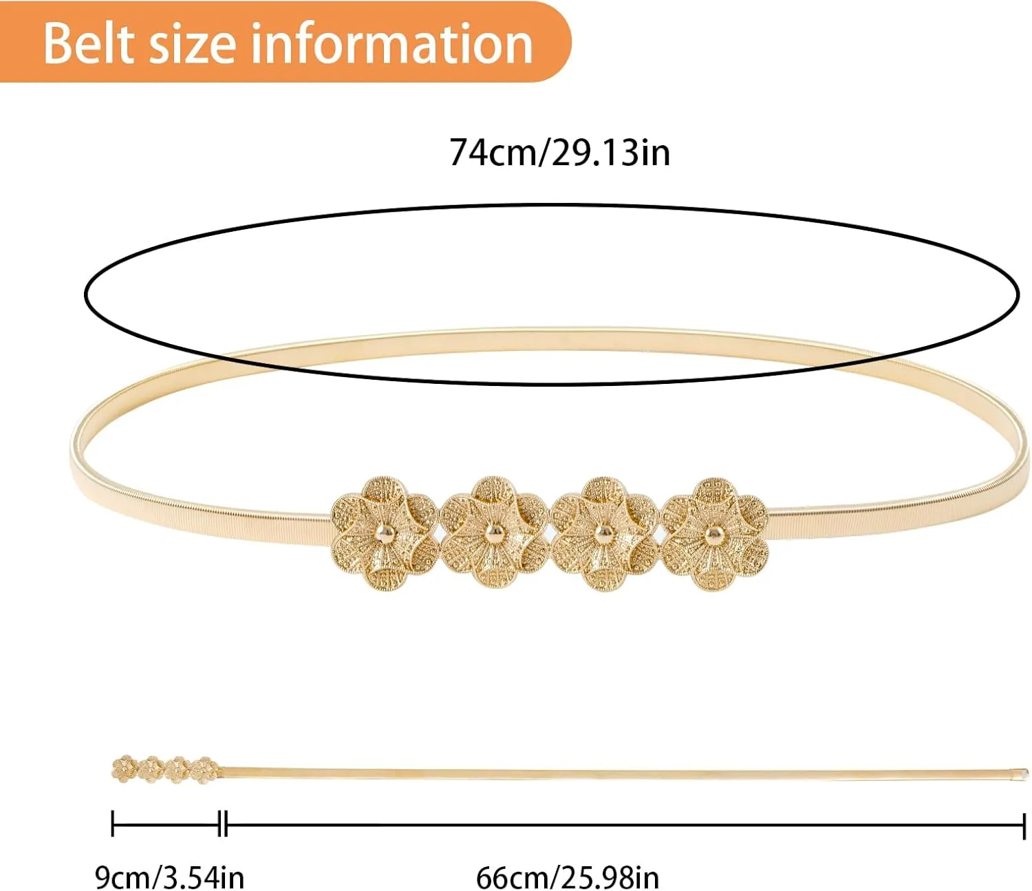 E-Clover Womens Fashion Metal Stretch Waist Skinny Belt Waistband
