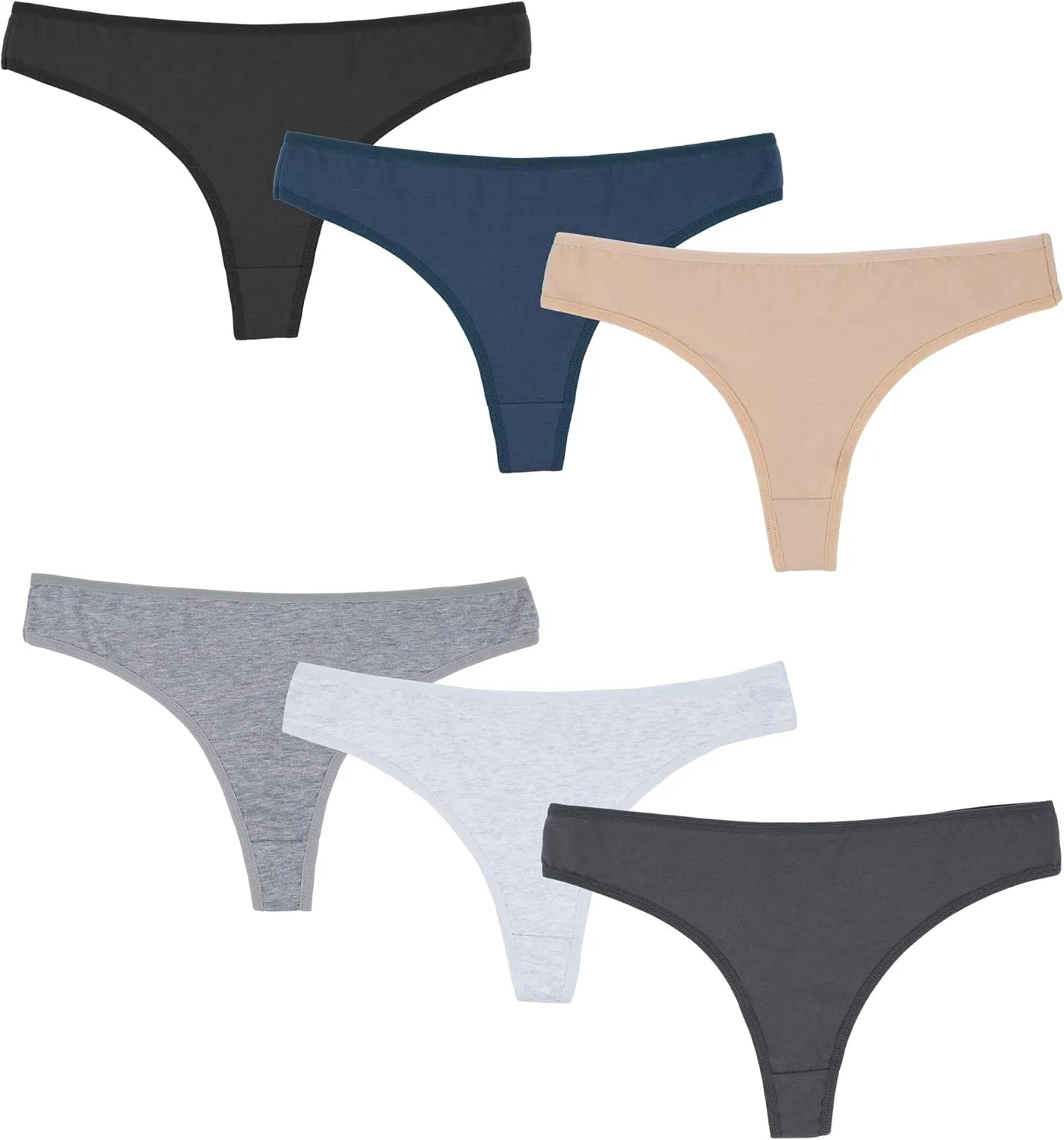 ELACUCOS 6 Pack Women's Thongs Cotton Breathable Panties Bikini Underwear