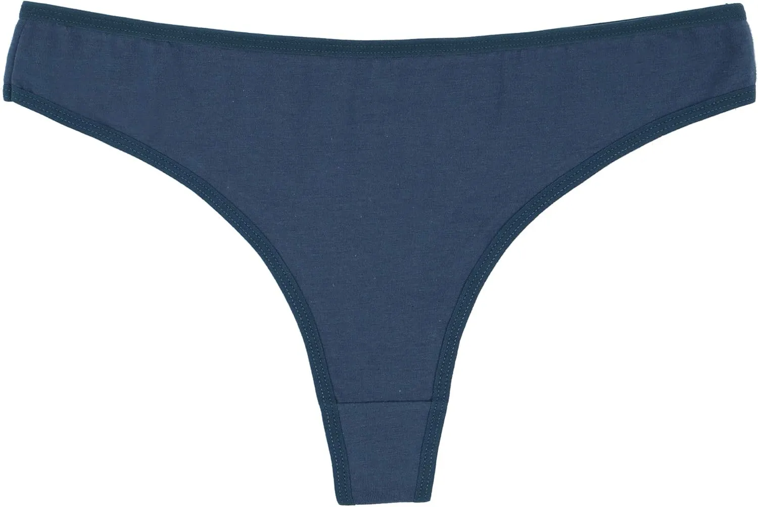 ELACUCOS 6 Pack Women's Thongs Cotton Breathable Panties Bikini Underwear