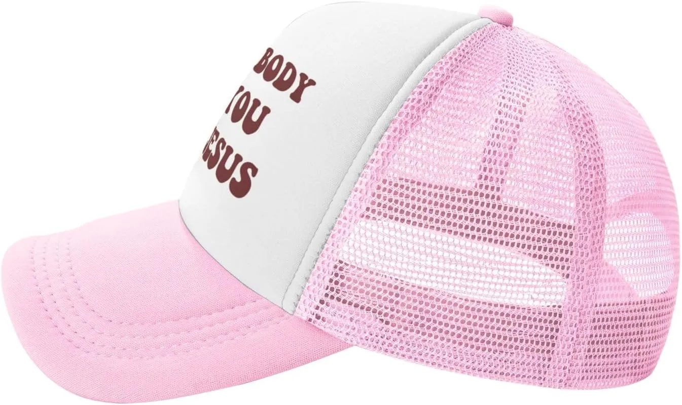 Funny Trucker Hat Can't Nobody Love You Like Jesus for Women and Men Baseball Cap Breathable Mesh Pink