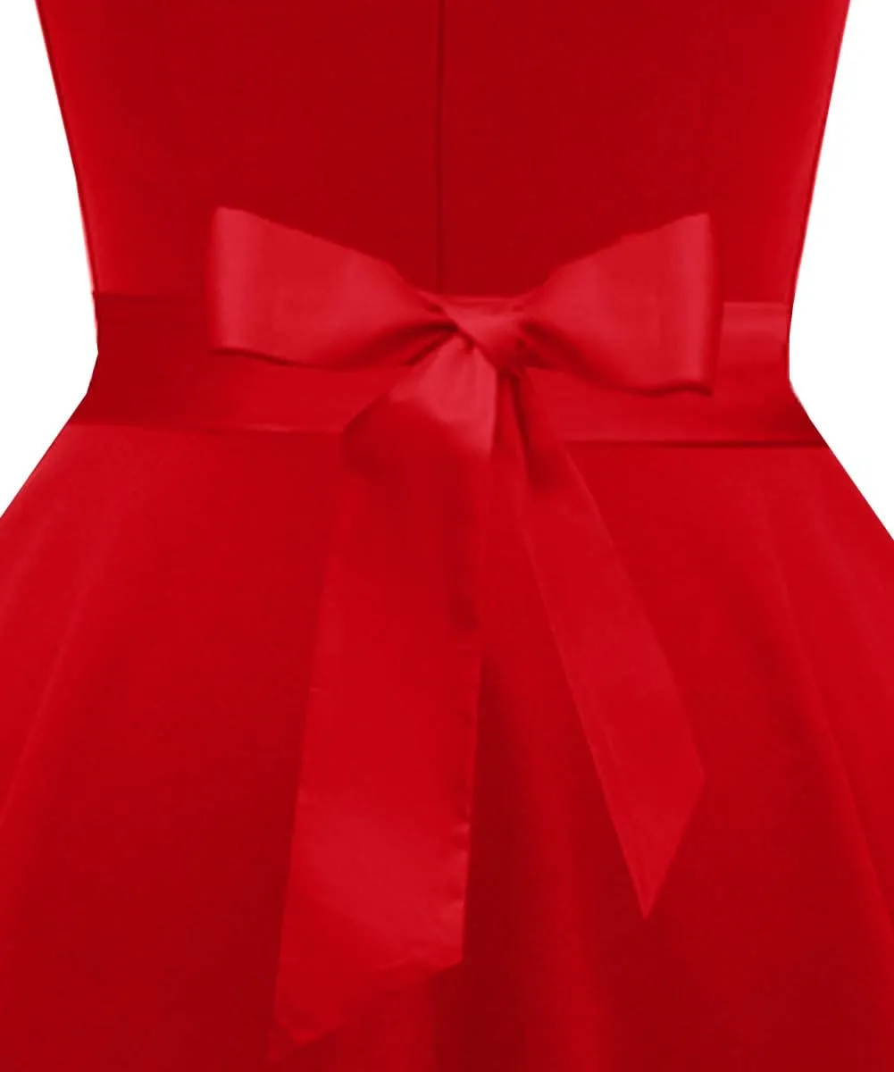 Girstunm Women's Classic Tea Dress Short Sleeve Swing Cocktail Party Dresses with Pockets