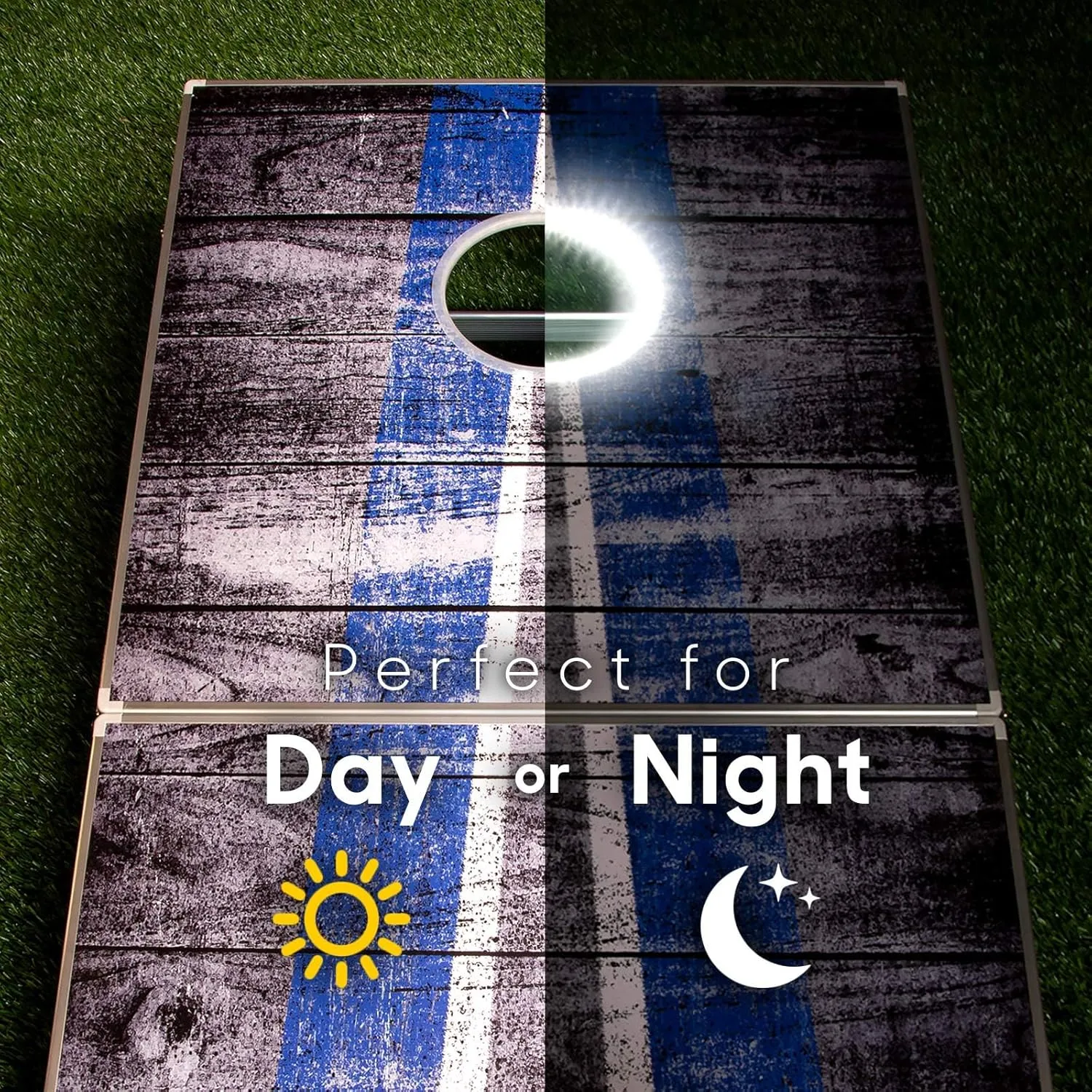 GoSports 4 x 2 ft Aluminum Cornhole Game Sets  Choose LED Lights or Standard - Set Includes 2 Foldable Regulation Size Boards, 8 Bean Bags, & Rules
