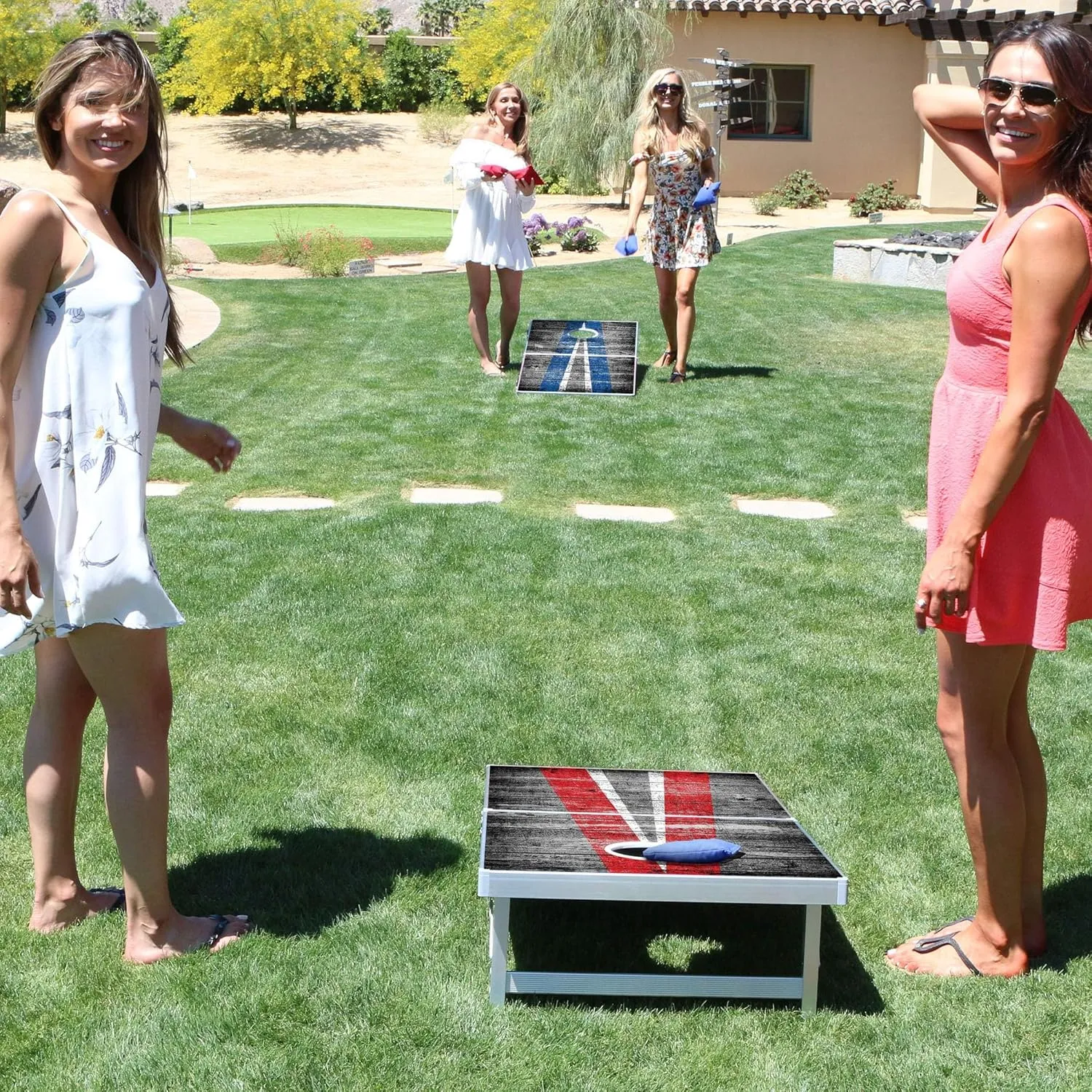 GoSports 4 x 2 ft Aluminum Cornhole Game Sets  Choose LED Lights or Standard - Set Includes 2 Foldable Regulation Size Boards, 8 Bean Bags, & Rules