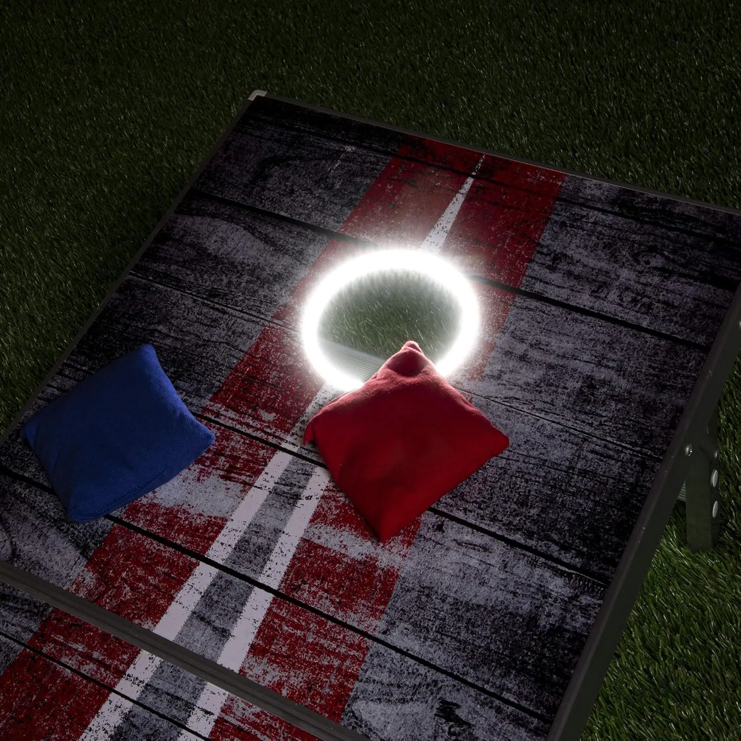 GoSports 4 x 2 ft Aluminum Cornhole Game Sets  Choose LED Lights or Standard - Set Includes 2 Foldable Regulation Size Boards, 8 Bean Bags, & Rules