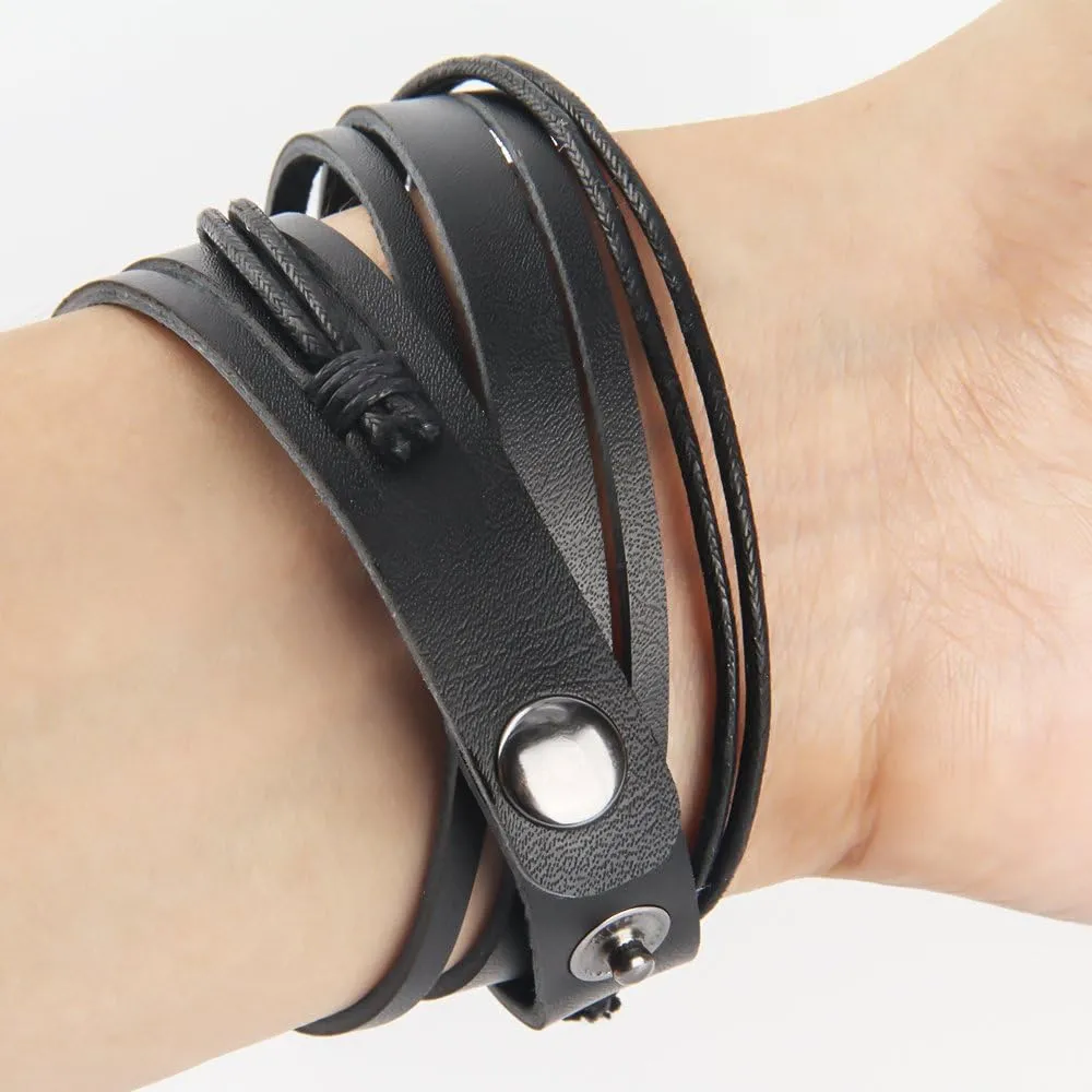 Handmade Genuine Vintage Leather Wrist Cuff Wrap Bracelet Adjustable