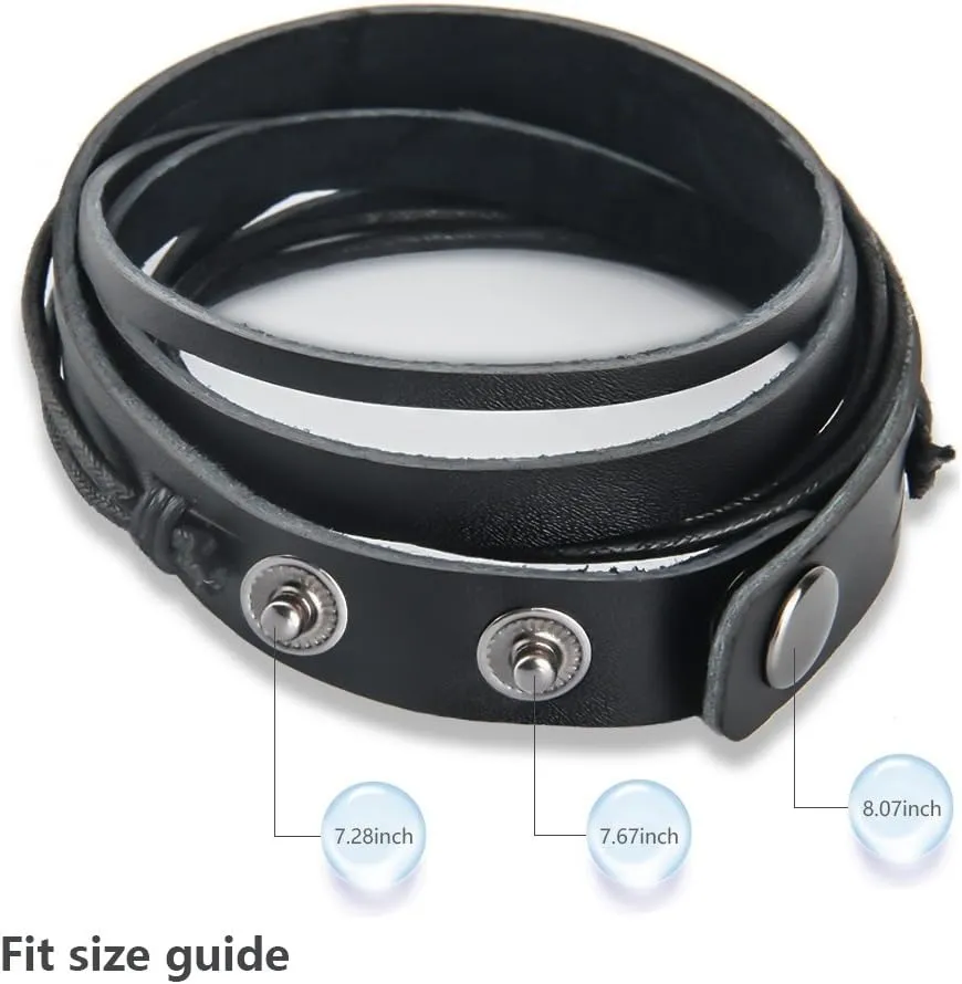 Handmade Genuine Vintage Leather Wrist Cuff Wrap Bracelet Adjustable