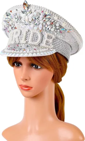 Handmade Novelty Bright Glitter Bride Hat Diamond Sequin Bride Captain Hat for Bachelorette Hen Party (Color : B1, Size : Medium)