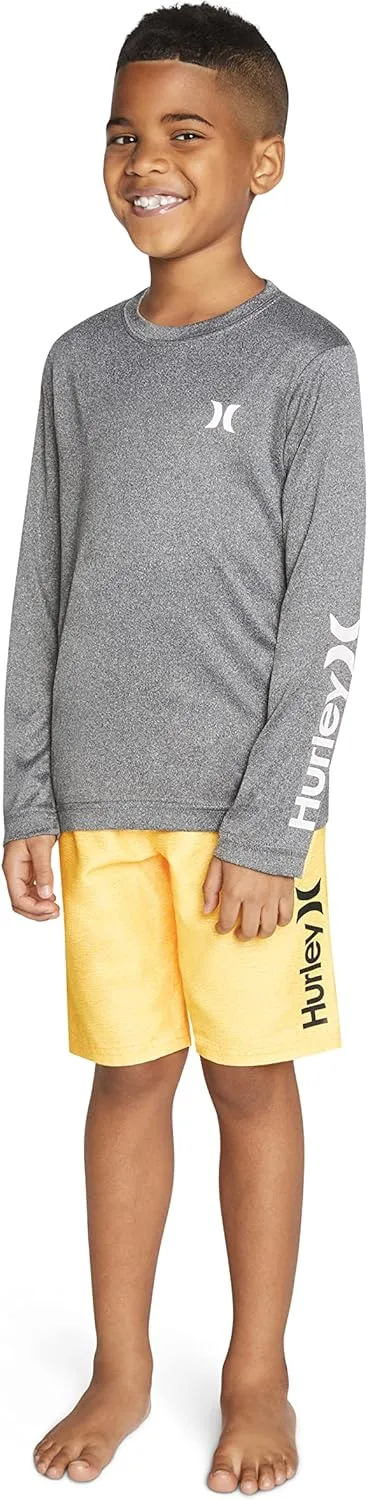 Hurley Boys' Long Sleeve UPF 50  Rash Guard Swim Shirt