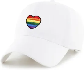 Iuwfyul Embroidered Pride Baseball Cap Adjustable Rainbow Hat Show Your Support for LGBTQ Pride Month Gift - White