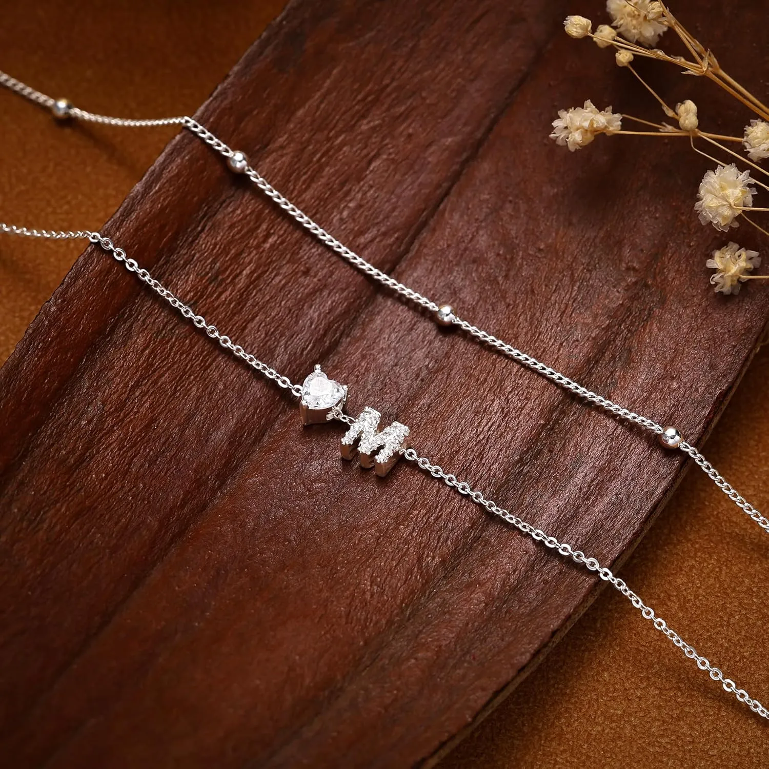 Love Heart Initial Silver Anklets for Women Waterproof Dainty Silver Plated CZ Anklet Trendy Fashion Jewelry Gifts for Women