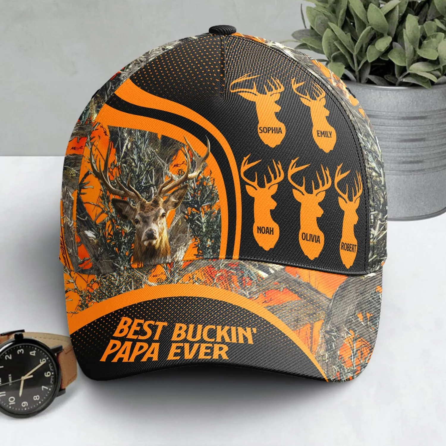 Macorner Personalized Classic Cap, Hooked On Daddy Grandpa Papa Dad, Personalized Adjustable Men Hats