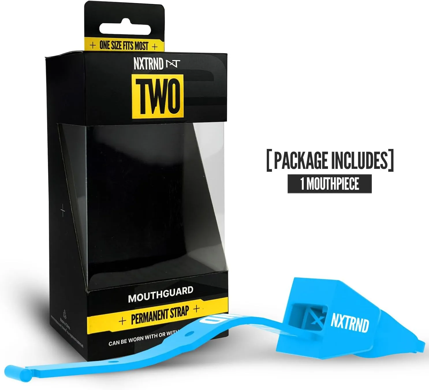 Nxtrnd Two Football Mouth Guard, Football Mouthpiece with Strap, Fits Adult & Youth (Neon Blue)