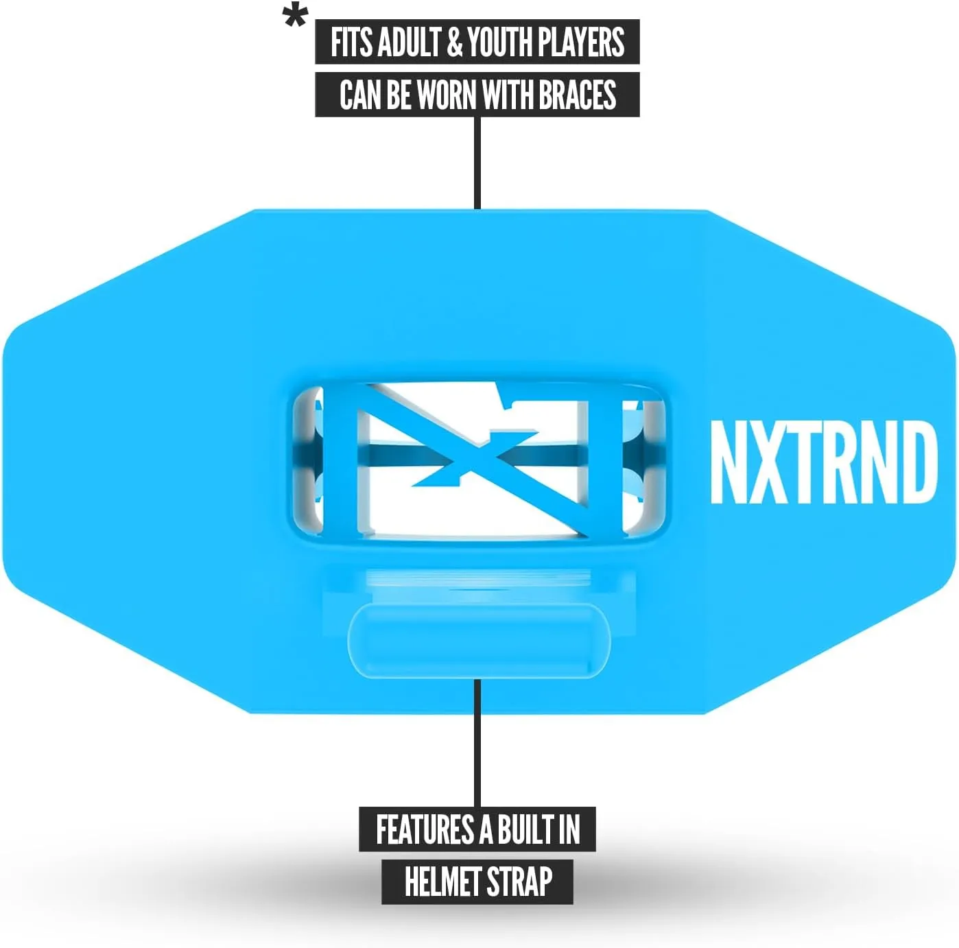 Nxtrnd Two Football Mouth Guard, Football Mouthpiece with Strap, Fits Adult & Youth (Neon Blue)