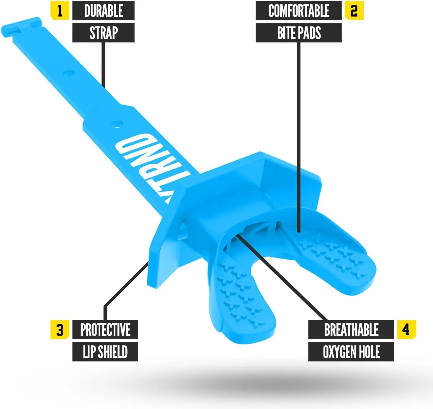 Nxtrnd Two Football Mouth Guard, Football Mouthpiece with Strap, Fits Adult & Youth (Neon Blue)
