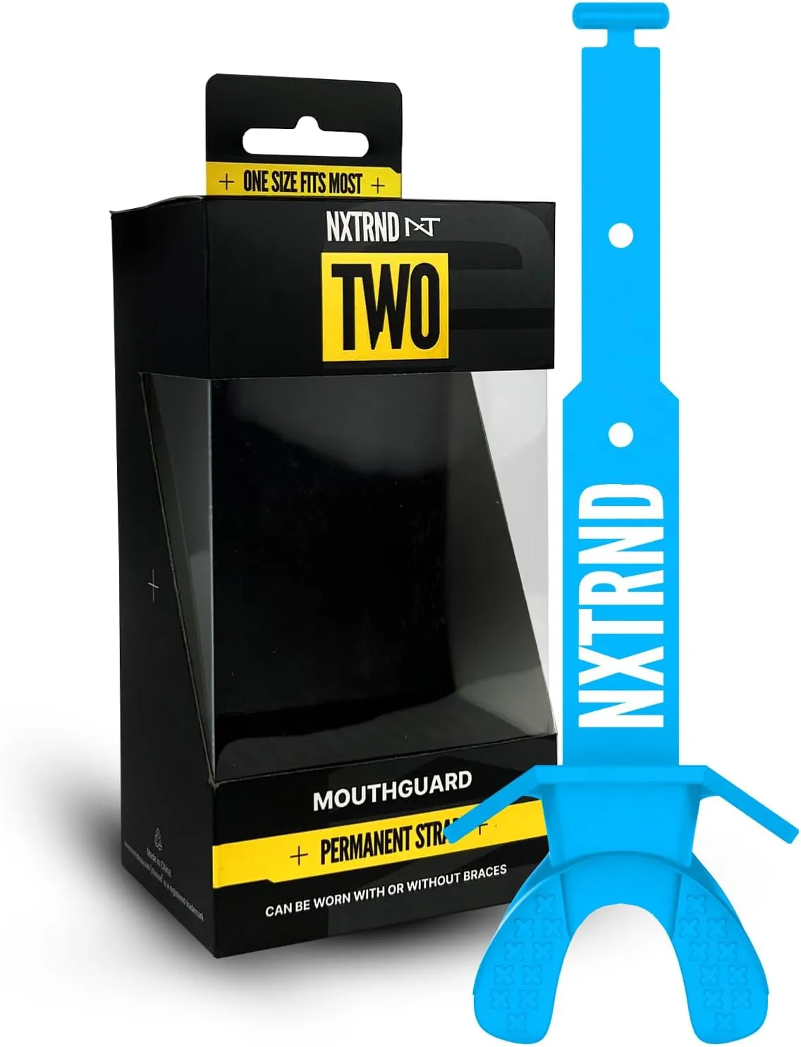 Nxtrnd Two Football Mouth Guard, Football Mouthpiece with Strap, Fits Adult & Youth (Neon Blue)