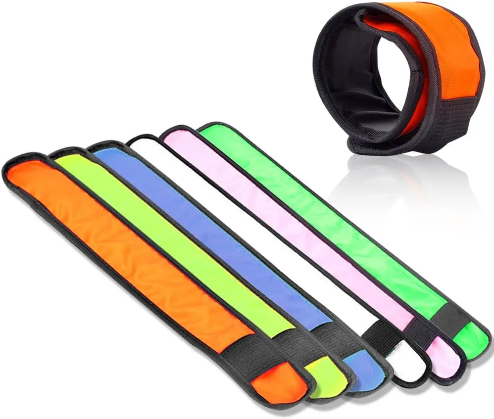 Pack of 6 LED Light Up Band Slap Bracelets Night Safety Wrist Band for Cycling Walking Running Concert Camping Outdoor Sports