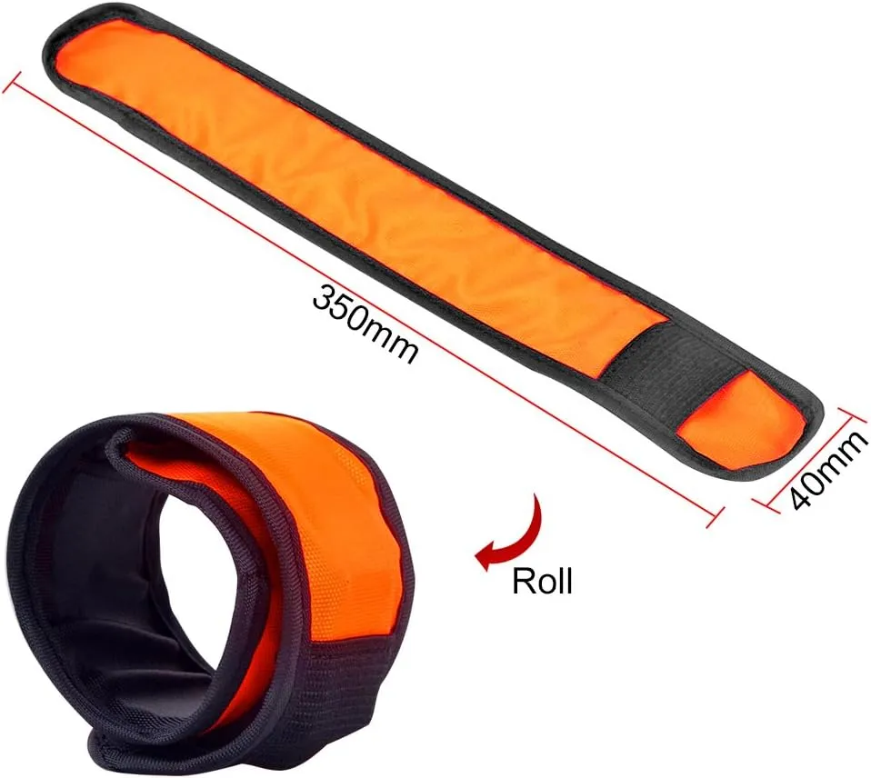 Pack of 6 LED Light Up Band Slap Bracelets Night Safety Wrist Band for Cycling Walking Running Concert Camping Outdoor Sports