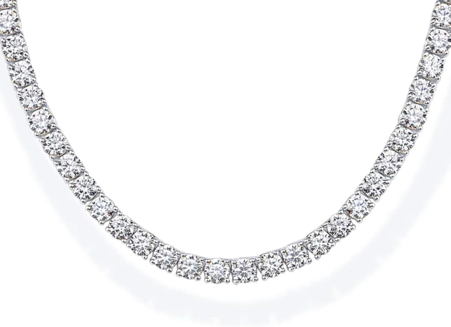 PAVOI 14K Gold Plated 3mm Simulated Diamond Tennis Necklace for Women | Tennis Chain | Chunky Long Gold Necklace for Women| Sizes 15" and 18"