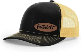 Peterbilt Truck Logo Side Panel Laser Engraved Leather Patch Richardson 112 Snapback Trucker Hat Cap