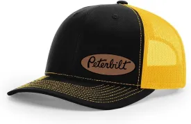 Peterbilt Truck Logo Side Panel Laser Engraved Leather Patch Richardson 112 Snapback Trucker Hat Cap