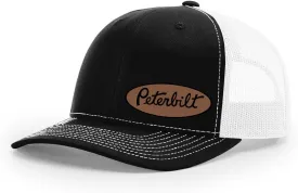 Peterbilt Truck Logo Side Panel Laser Engraved Leather Patch Richardson 112 Snapback Trucker Hat Cap