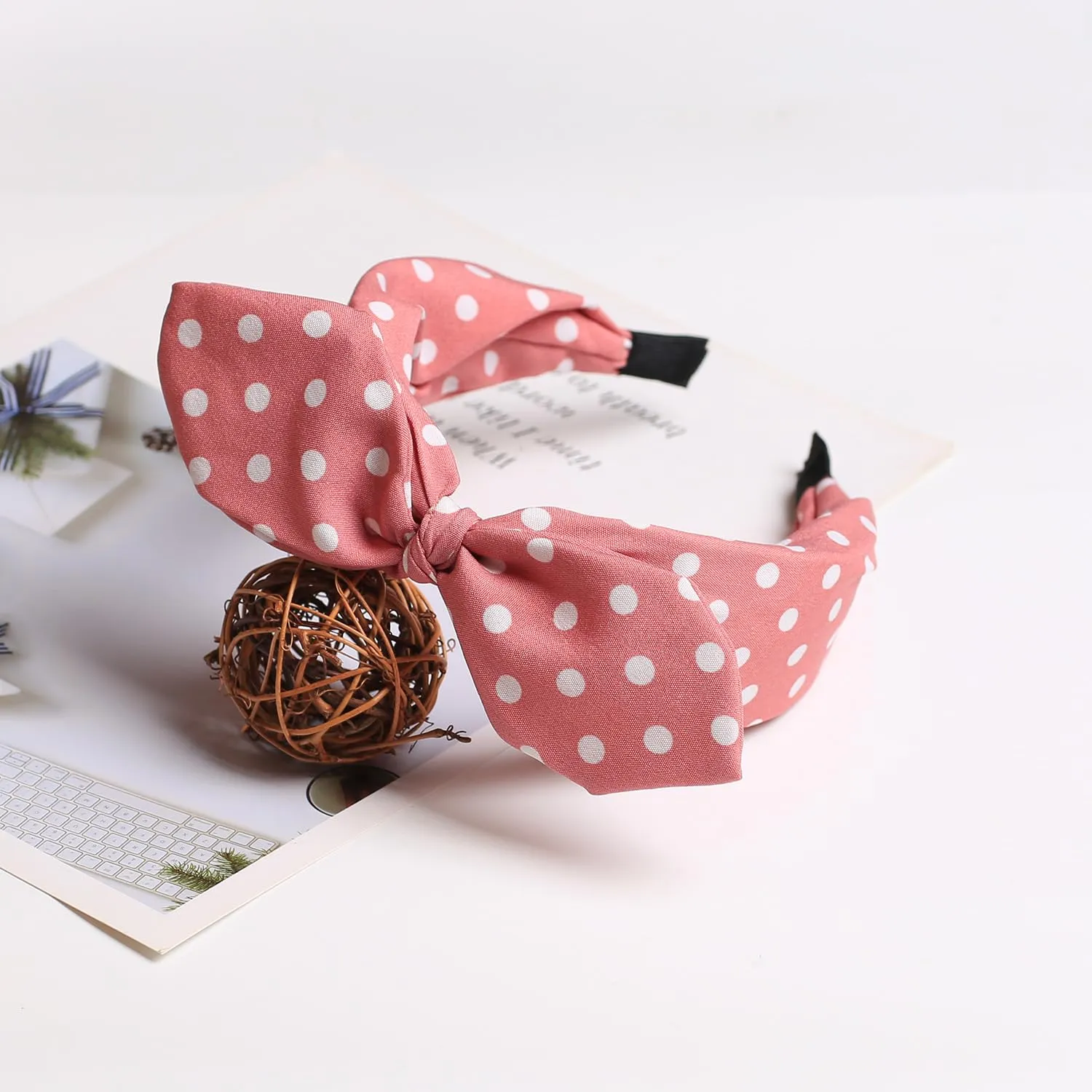 Pink Polka Dot Bow Headbands Women and Girls 50s accessories Retro Halloween Hair Accessories for Women