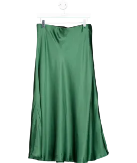 Really Wild Green Satin Midi Skirt UK 12