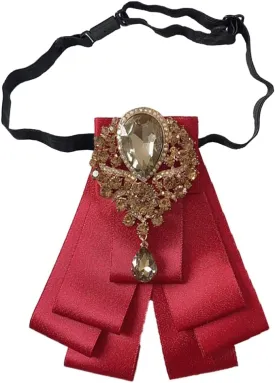 Retro British Rhinestone Pre-tied Adjustable Bow Tie Brooch for Men Necktie Bownot Sparkling Satin Ribbon Bow Tie