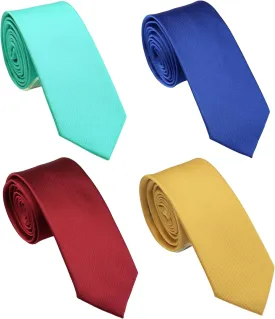 Skinny Solid Ties for Men, 2.5 inch Slim Plain Neckties 4-Pack