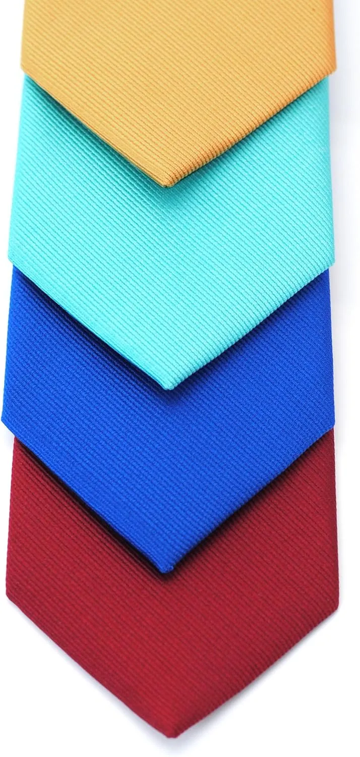 Skinny Solid Ties for Men, 2.5 inch Slim Plain Neckties 4-Pack