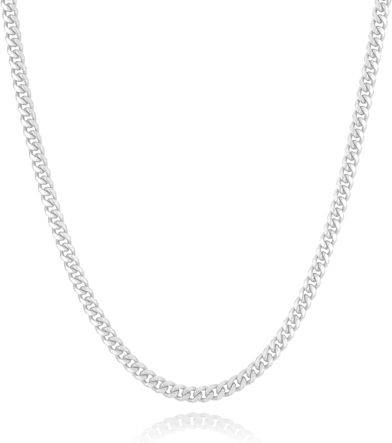 Solid 925 Sterling Silver 3.5/5/7/10mm Cuban Link Curb Chain Necklace for Men Women 925 Sterling Silver Chain 16-30 Inches Made in Italy