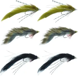 The Fly Fishing Place Muddy Buddy Zuddler Cone Head Lunchables Streamer Fly Fishing Flies Assortment - Bass and Big Trout Streamers Fly Fishing Fly Collection - 6 Flies Size 2 and 4