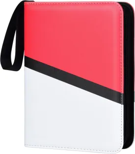Trading Card Binder 4 Pocket with 50 Removable Sleeves, 400 Pockets Card Collection Binder for TCG Cards Collector, Red & White