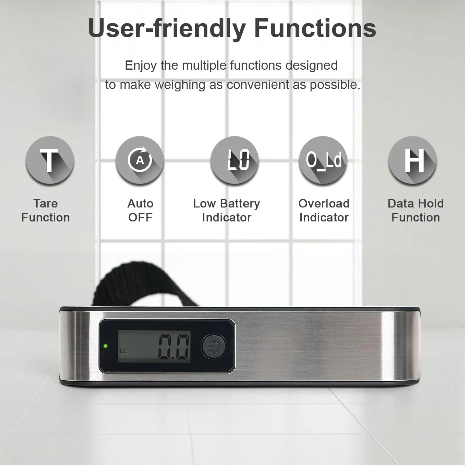 travel inspira Luggage Scale, Portable Digital Hanging Baggage Scale for Travel, Suitcase Weight Scale with Rubber Paint, 110 Pounds, Battery Included