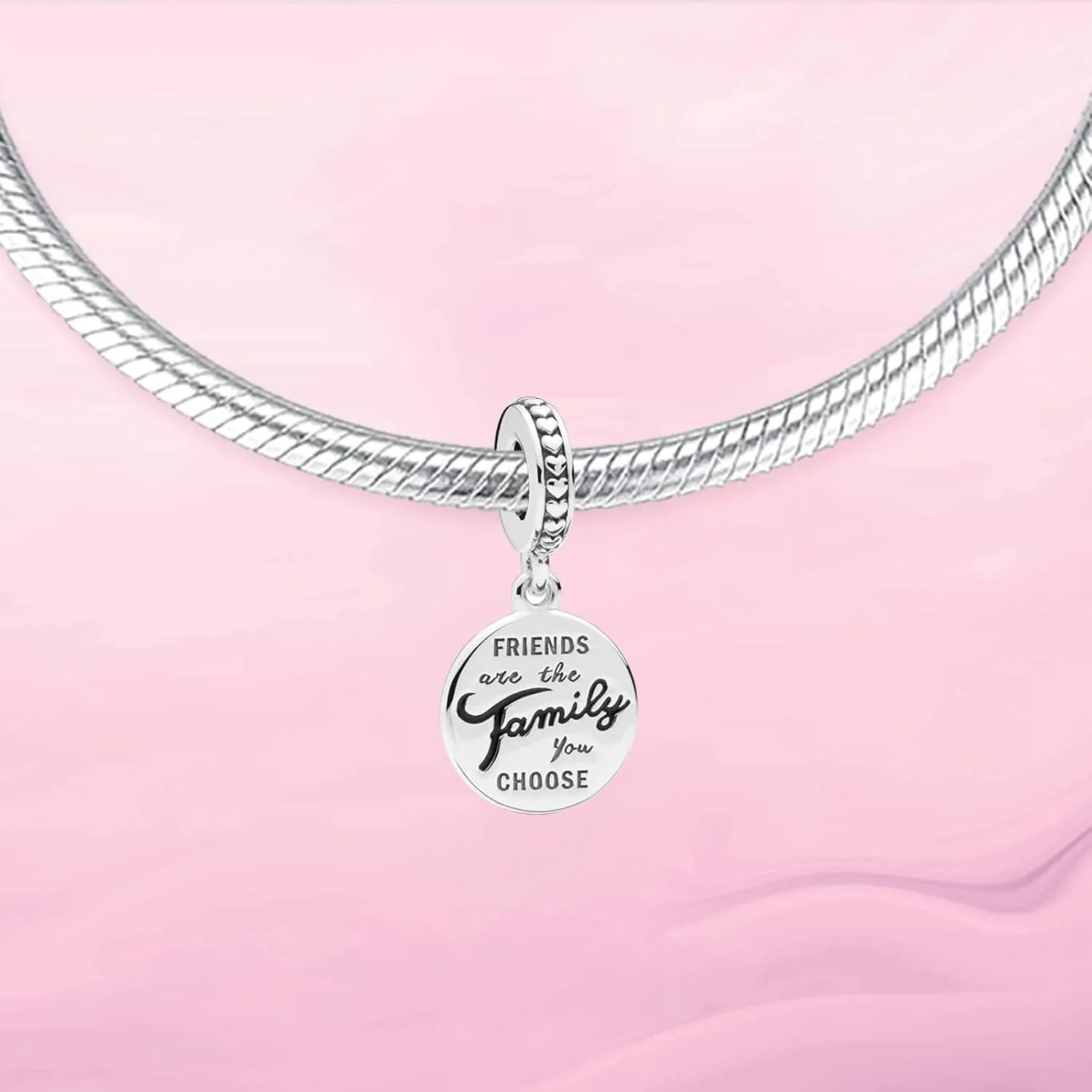VALGACLS 925 Sterling Silver Family Love Mom Mouse Heart Charms for Bracelets Necklace Valentine's Day Mother's Day Jewelry Charm for Women