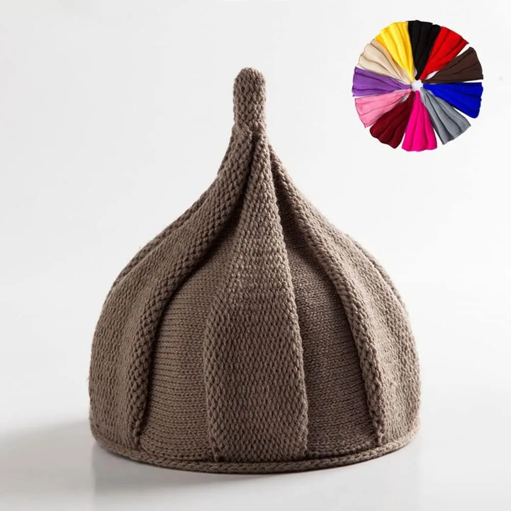 Women Winter Knitted Cone Hat Warm Skull Beanie Fashionable Hats, 2 Pack