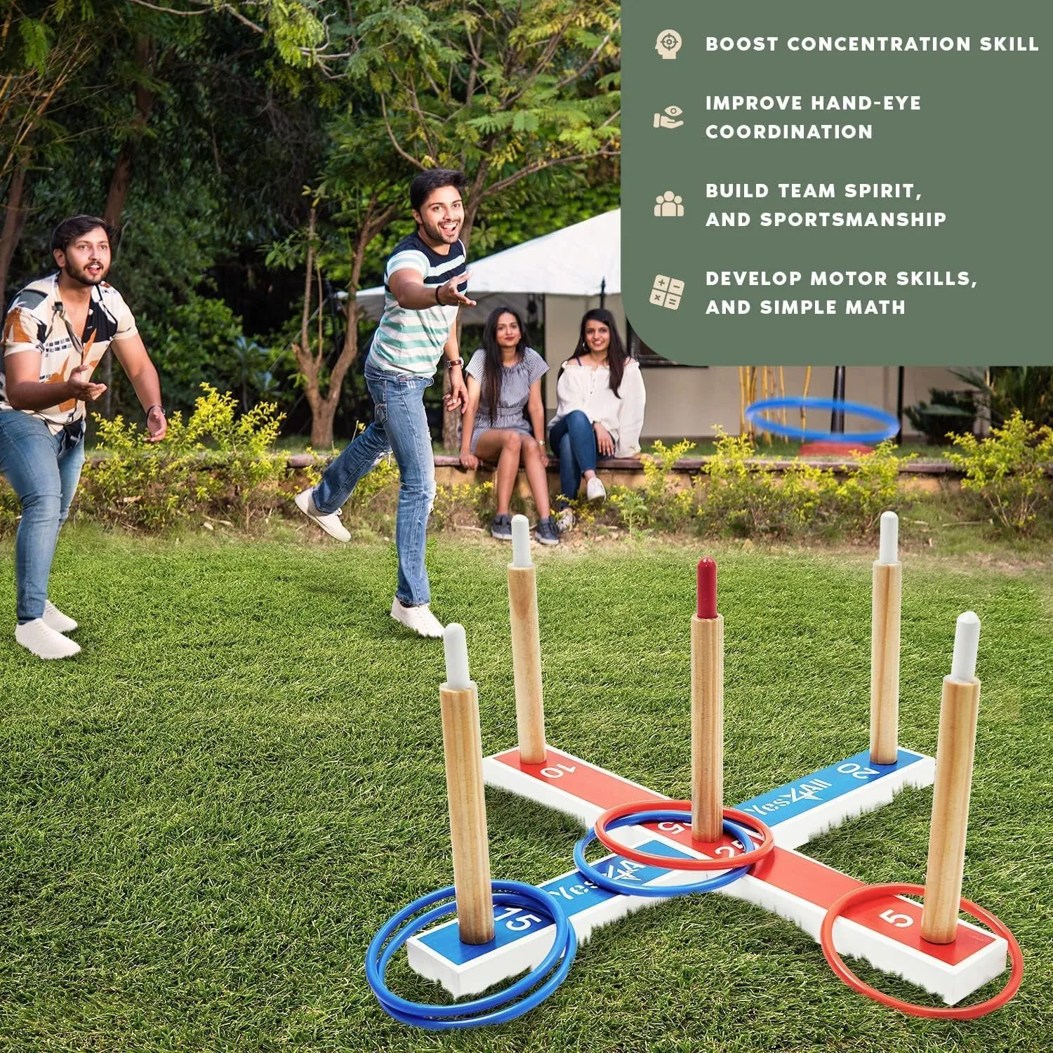 Yes4All Ring Toss Wall Game/Indoor & Outdoor Game for Adults, Camping, Party
