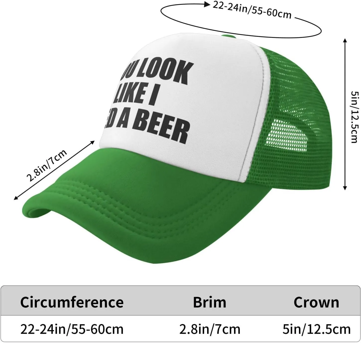 You Look Like I Need A Beer Funny Adjustable Mesh Trucker Hat for Adults Unisex Classic Hats Fishing Caps Black